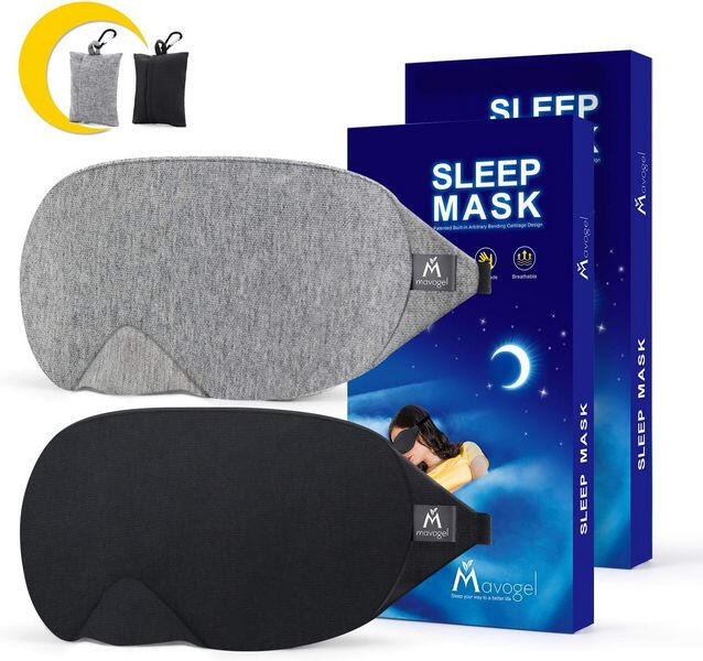 Mavogel Sleep Mask – breathable cotton sleep mask with nose wire for total light blocking.